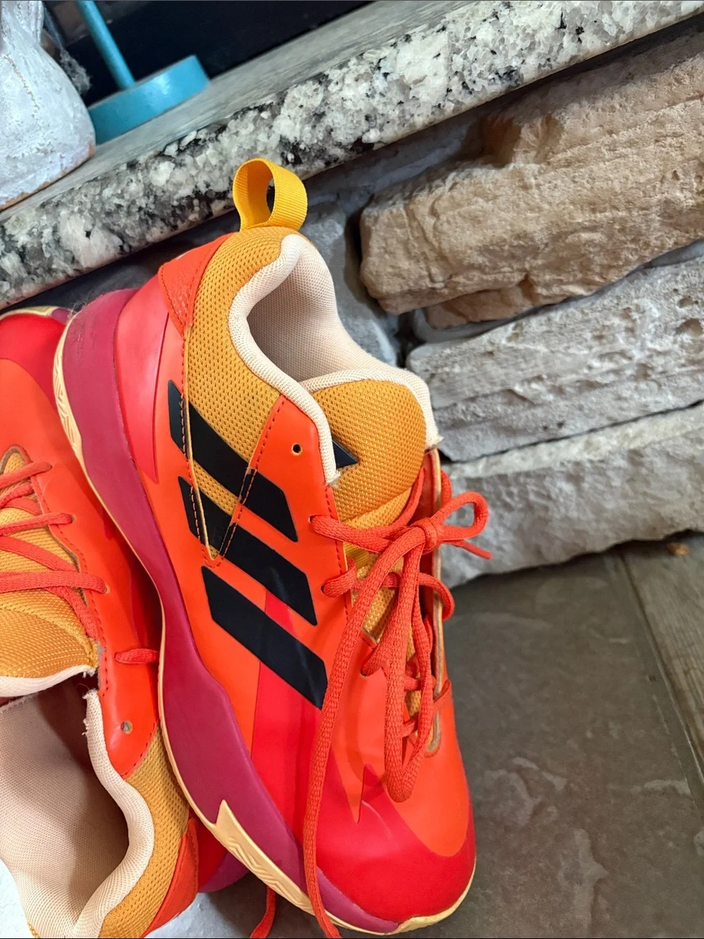 Adidas orange athletic shoes